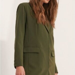 Mathilde Gøhler x Na-Kd Olive Green Women's Blazer Jacket NEW
